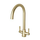 ETAL Wick Twin Lever Kitchen Mixer Tap Brushed Brass