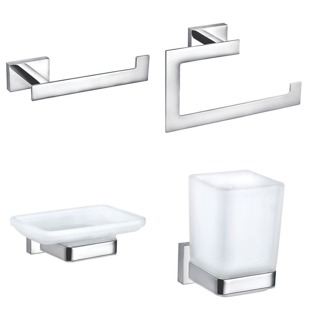 Aqualux York Shower Room 4 Piece Set | Bathroom Accessories | Screwfix.com