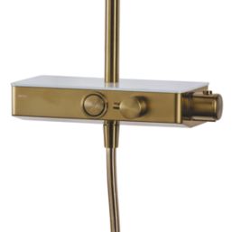 Triton  Rear-Fed Exposed Brushed Brass Thermostatic Mixer Diverter Shower