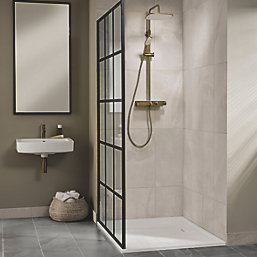 Triton  Rear-Fed Exposed Brushed Brass Thermostatic Mixer Diverter Shower