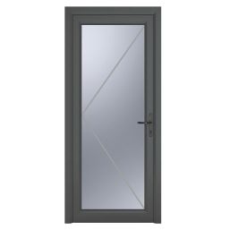 Crystal  Fully Glazed 1-Obscure Light Left-Handed Anthracite Grey uPVC Back Door 2090mm x 890mm