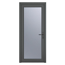 Crystal  Fully Glazed 1-Obscure Light Left-Hand Opening Anthracite Grey uPVC Back Door 2090mm x 890mm
