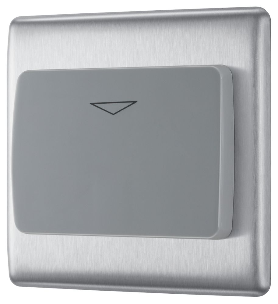 British General Nexus Metal 16A Key Card Switch Brushed Steel