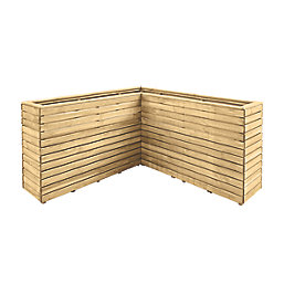 Forest Linear L-Shaped Garden Planter Natural Timber 1600mm x 1600mm x 848mm