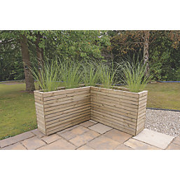 Forest Linear L-Shaped Garden Planter Natural Timber 1600mm x 1600mm x 848mm