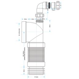Viva  Flexible 90° Angled Pan Connector with 1¼" Adaptor White 360mm