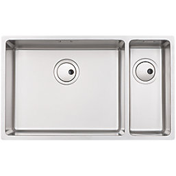 Abode Matrix 1.5 Bowl Stainless Steel Undermount & Inset Kitchen Sink LH  740mm x 440mm