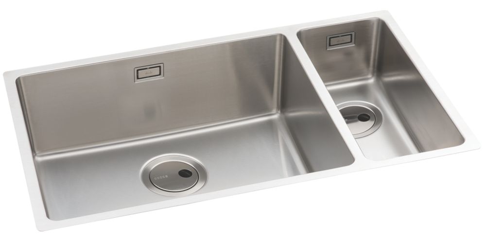 Abode Matrix 1.5 Bowl Stainless Steel Undermount & Inset Kitchen Sink LH  740mm x 440mm