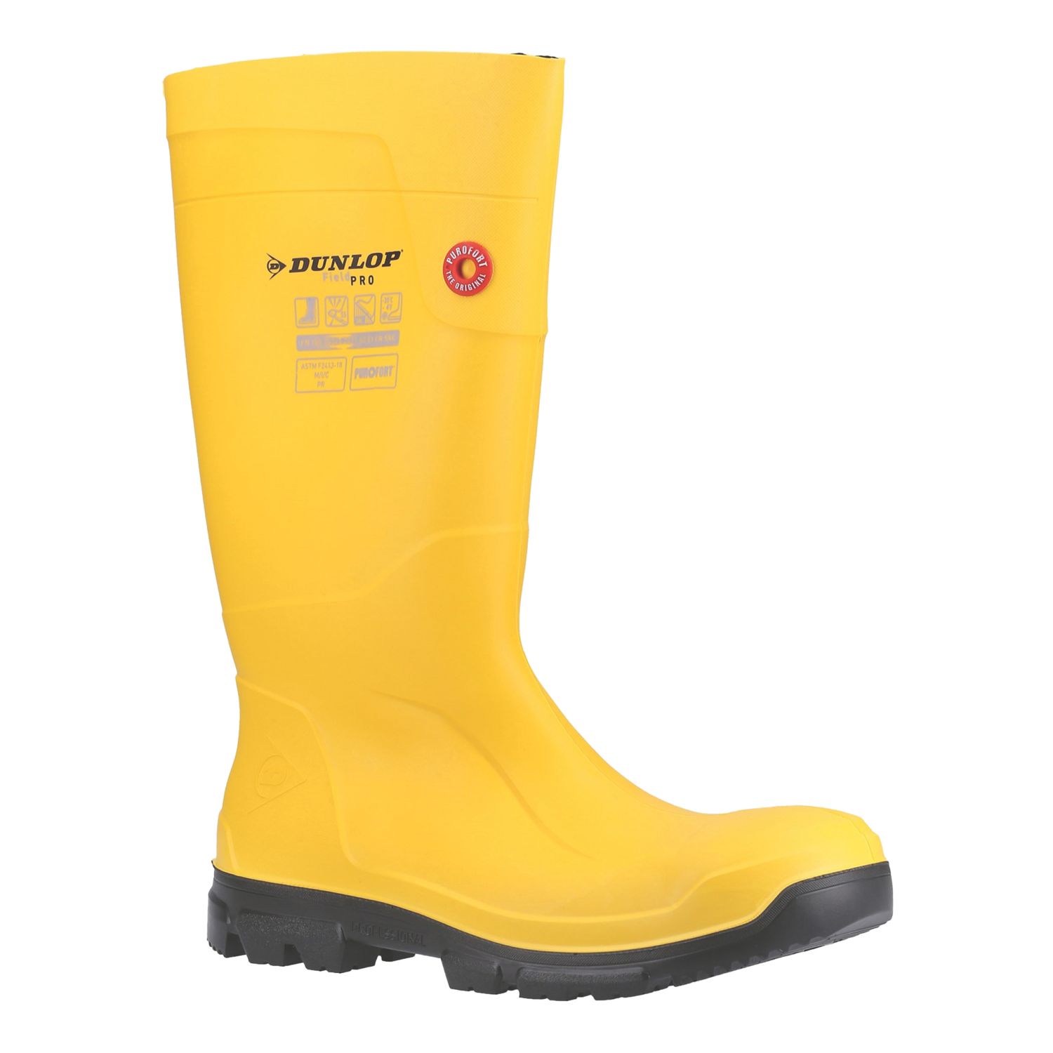 Dunlop Purofort FieldPRO Size 7 Yellow Steel Toe Cap Safety Wellies (775XF)