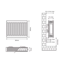 Flomasta 300mm x 800mm 2068BTU White Type 21 Convector Radiator