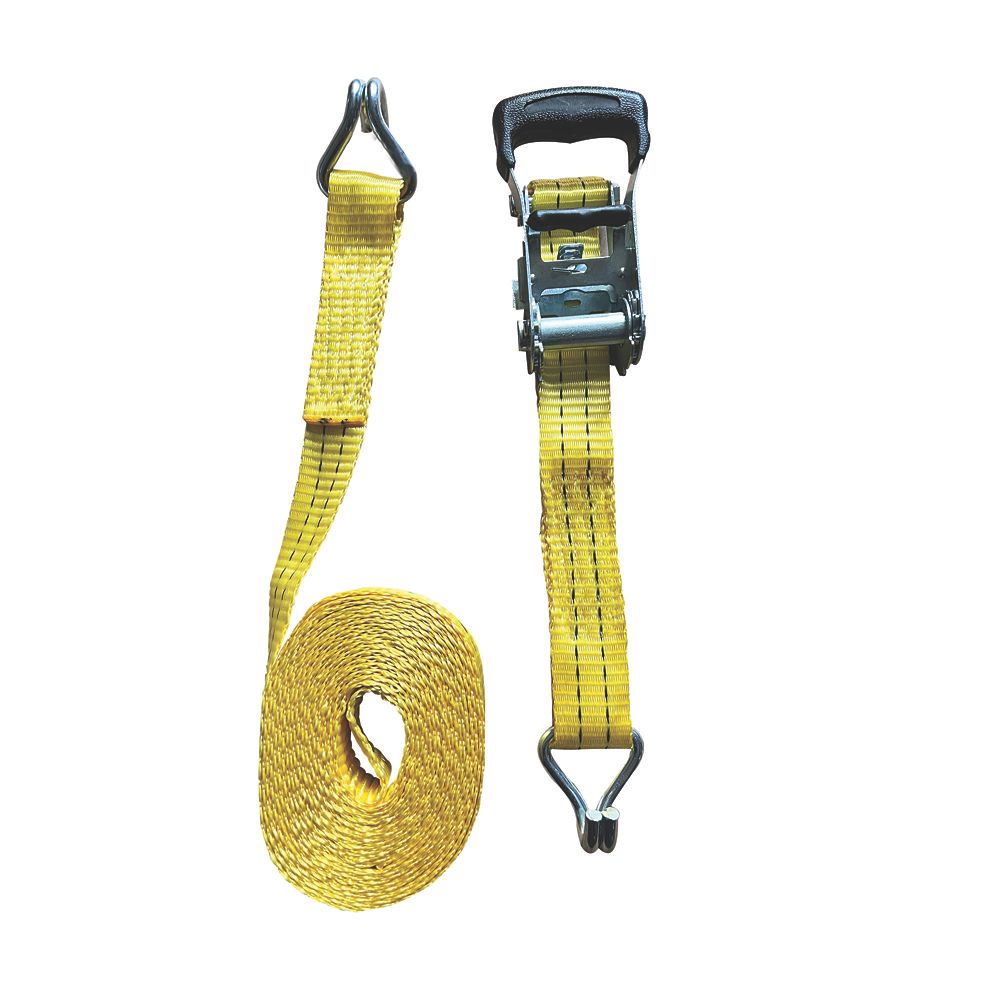 Smith & Locke Ratchet Tie-Down with J-Hooks 6m x 38mm - Screwfix