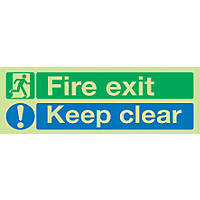 Nite-Glo  Photoluminescent "Fire Exit Keep Clear" Sign 150 x 450mm