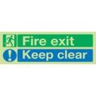 Nite-Glo  Photoluminescent "Fire Exit Keep Clear" Sign 150mm x 450mm