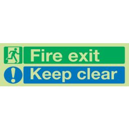 Nite-Glo  Photoluminescent "Fire Exit Keep Clear" Sign 150mm x 450mm