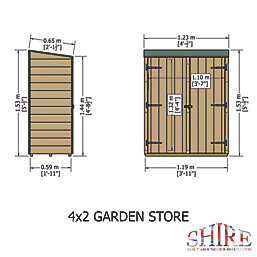 Shire  4' x 2' (Nominal) Pent Shiplap Timber Garden Store