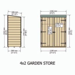 Shire  4' x 2' (Nominal) Pent Shiplap Timber Garden Store