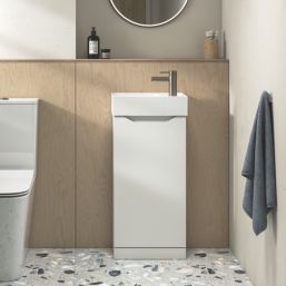 Memo Bathroom Vanity Unit with Basin Matt White 397mm x 210mm x 860mm