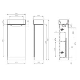 Memo Bathroom Vanity Unit with Basin Matt White 397mm x 210mm x 860mm