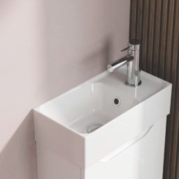 Memo Bathroom Vanity Unit with Basin Matt White 397mm x 210mm x 860mm
