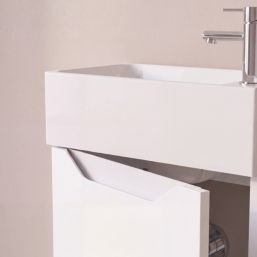 Memo Bathroom Vanity Unit with Basin Matt White 397mm x 210mm x 860mm