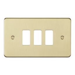 Knightsbridge  3-Module Grid Faceplate Brushed Brass