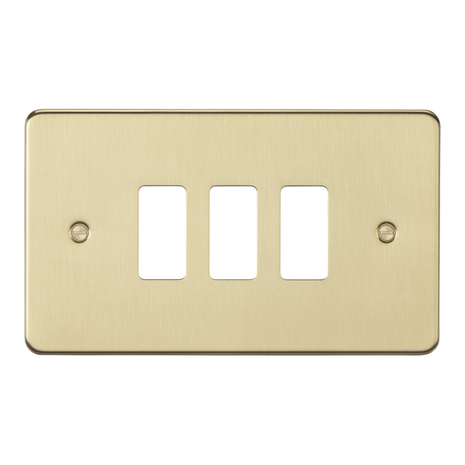 Knightsbridge 3-Module Grid Faceplate Brushed Brass (776CR)