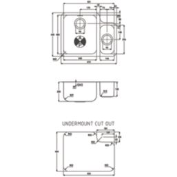 Abode Matrix R50 1.5 Bowl LH Brushed Stainless Steel Sink 572mm x 450mm