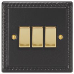 Varilight  10A 3-Gang 2-Way Light Switch  Georgian Black