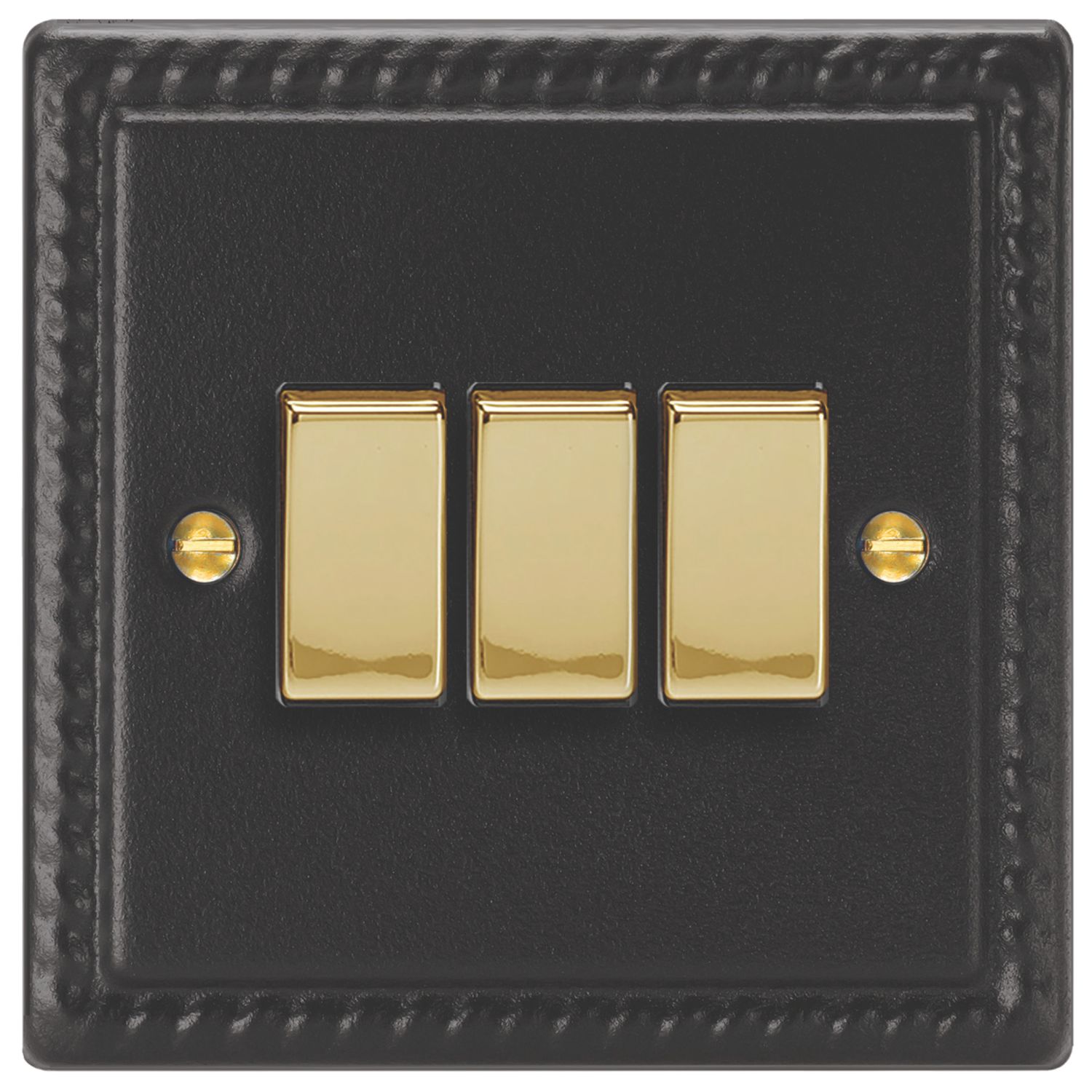 Varilight 10A 3-Gang 2-Way Light Switch Georgian Black (776EA)