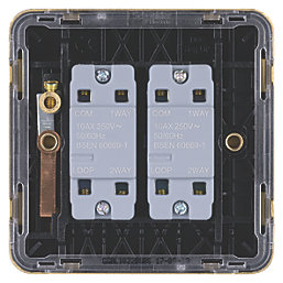 Schneider Electric Lisse Deco 10AX 2-Gang 2-Way Light Switch  Satin Brass with Black Inserts