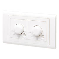 MK Essentials 2-Gang 2-Way LED Dimmer Switch  White with Colour-Matched Inserts