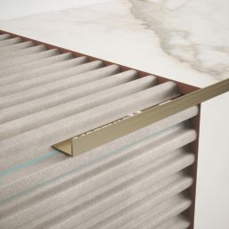 Homelux 9mm Straight Aluminium Tile Trim Brushed Gold 2.5m