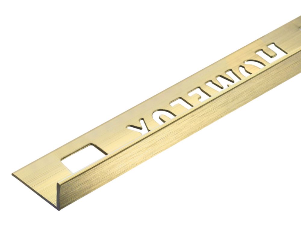 Homelux 9mm Straight Aluminium Tile Trim Brushed Gold 2.5m Screwfix
