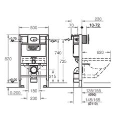 Grohe Solido Low Noise 3-in-1 Support Frame for Wall-Hung Toilet 820mm