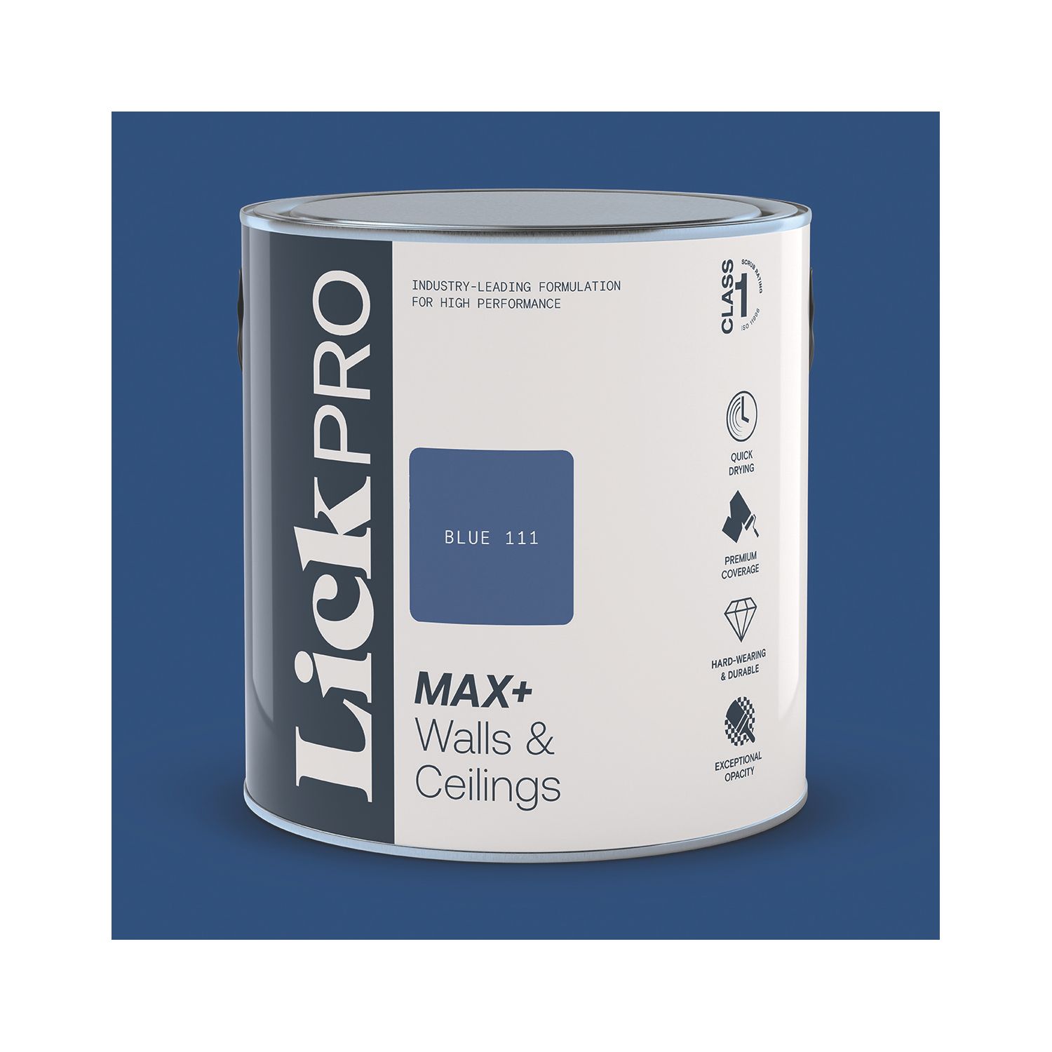 LickPro Max+ 2.5Ltr Blue 111 Matt Emulsion Paint (776JY)