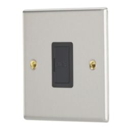 Contactum iConic 13A Unswitched Fused Spur  Brushed Steel with Black Inserts
