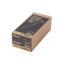 Turbo TX  TX Double-Countersunk  Multipurpose Screws 6mm x 200mm 50 Pack