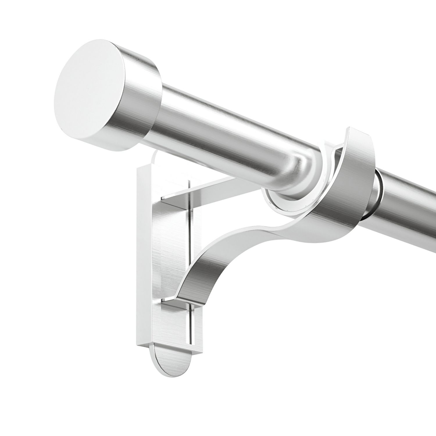Rothley Brushed Stainless Steel Extendable Curtain Pole w/ Stud Finials 28mm x 71-120cm (776YU)