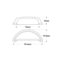 Essentials Chervil Cup Pull Handles Matt Black 94mm 2 Pieces