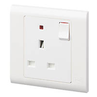 MK Essentials 13A 1-Gang SP Switched Socket White with Neon
