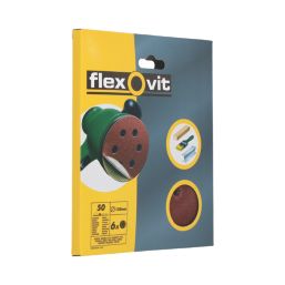 Flexovit  A203F 60 Grit 8-Hole Punched Multi-Material Sanding Discs 150mm 6 Pack