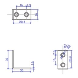 Essentials Corner Brackets Silver 30mm x 30mm x 16mm 4 Pack