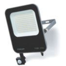 Stanley  Outdoor LED Slimline Floodlight With PIR Sensor Black 100W 11000lm