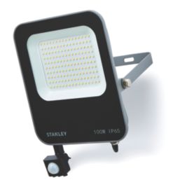 Stanley  Outdoor LED Slimline Floodlight With PIR Sensor Black 100W 11000lm