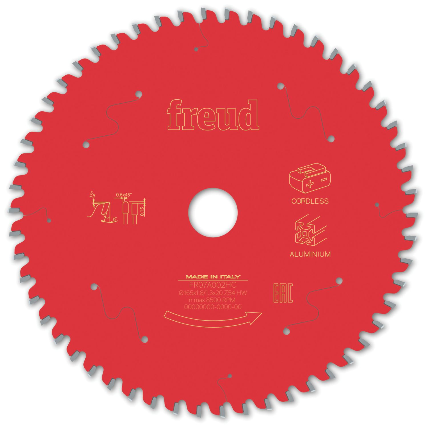 Freud F03FS10086 Aluminium/Plastic Circular Saw Blade 165mm x 20mm 54T (777VV)