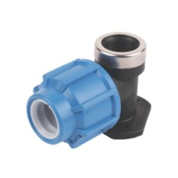 FloPlast  MDPE Plastic Wall Plate Elbow 25mm x 3/4"