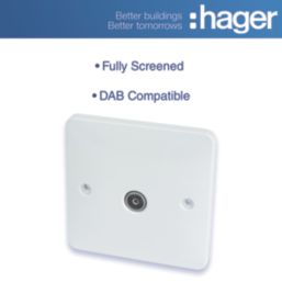 Hager Sollysta WMTVF 1-Gang Coaxial TV Socket White