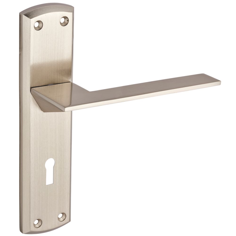 Smith & Locke Marloes Fire Rated Lever Lock Door Handle Pair Brushed