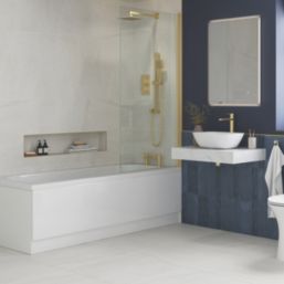 Iowa HP/Combi Flexible Concealed Brushed Brass Thermostatic Square Concealed Shower Mixer with Riser Handset & Overhead Outlet