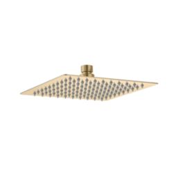 Iowa HP/Combi Flexible Concealed Brushed Brass Thermostatic Square Concealed Shower Mixer with Riser Handset & Overhead Outlet